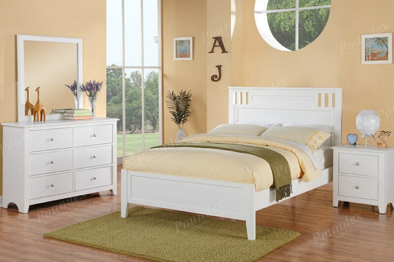Poundex F9123 4 pc white finish wood panel bed full size bedroom set