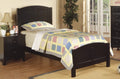 Poundex F9208T Black finish wood twin size bed with paneled headboard design
