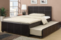 Poundex F9214F espresso faux leather full size bed twin size trundle bed Wrought studio shula