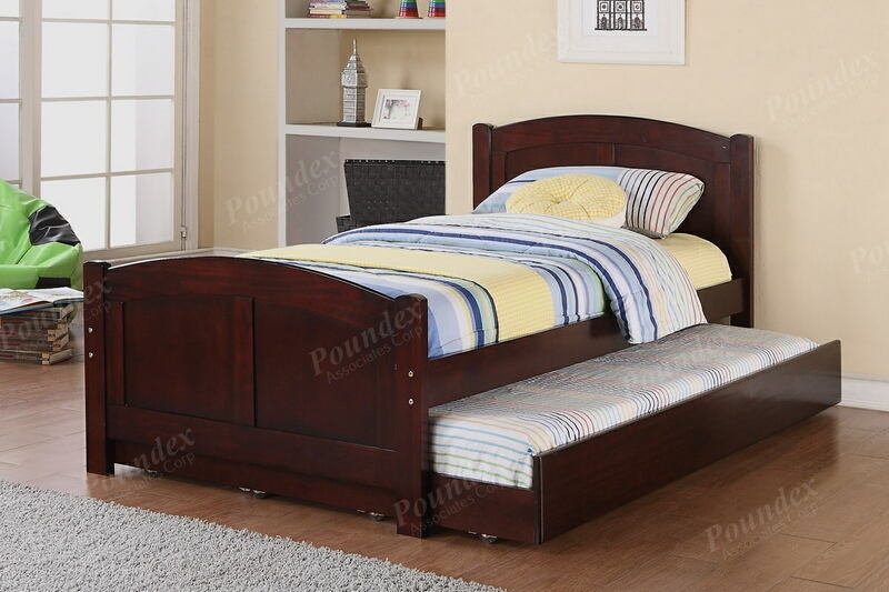Poundex F9217 2 pc Trista cherry finish wood twin trundle bed