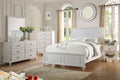 Poundex F9270Q-4PC 4 pc white finish wood paneled headboard queen bed set turned wood legs