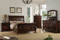 Poundex F9289Q-4pc 4 pc alician II brown cherry finish wood queen curved back headboard sleigh bed set