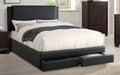 F9334Q black faux leather queen bed set with drawers euro slat kit included Latitude run latimer