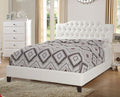 F9350Q A & J home studio norman white tufted faux leather queen bed set euro slat kit included