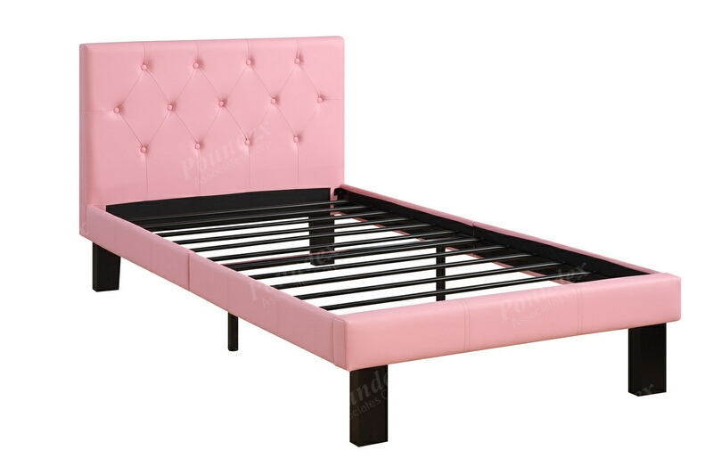 Poundex F9417T Bernadette II pink faux leather headboard twin bed
