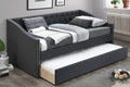Poundex F9454 AJ homes studio huntington charcoal fabric padded twin size day bed with pull out trundle