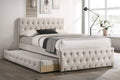 Poundex F9517T Latitude run adem light brown burlap woven fabric twin size bed with twin size trundle bed