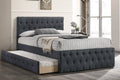 Poundex F9518F Latitude run adem charcoal burlap woven fabric full size bed with twin size trundle bed