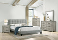 Poundex F9532Q-4PC 4 pc grey faux linen tufted queen bed set A & j Homes studios baku
