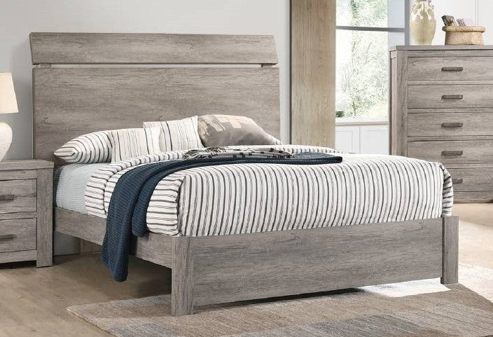 F9543Q Everly quinn kingsview washed grey finish wood queen bed set