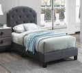 Poundex F9572T charcoal fabric tufted twin bed set euro slat kit included Orren ellis wesley