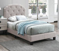 Poundex F9574T light brown fabric tufted twin bed set euro slat kit included Orren ellis wesley