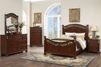 Morgan Cherry Brown Finish Wood Ornate 4-Piece Queen Bedroom Set – F9584Q-4PC