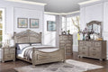 Poundex F9611Q-4PC 4 pc Morgan metallic finish wood with ornate headboard queen bed set