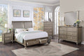 Poundex F9618Q-4PC 4 pc Morgan metallic finish wood with footboard storage drawers queen bed set