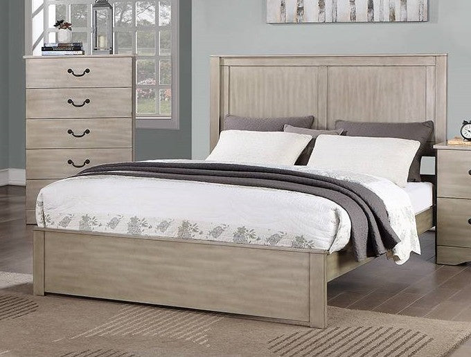 F9620Q Cream finish wood panel headboard queen bed set Canora antoinette