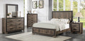 Poundex F9627Q-4PC 4 pc Greyish brown weathered two tone finish wood country style queen bed set
