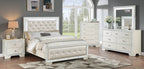 Cream Tufted Faux Leather LED Queen Bedroom Set – F9643Q-4PC