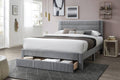 Poundex F9657Q Jasmine light grey corduroy fabric queen size bed with modern style and footboard storage drawer
