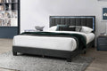 Poundex F9660Q Starlight charcoal wool fabric queen size bed with modern style and LED accent lighting