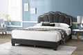 Poundex F9662Q Starlight charcoal wool fabric queen size bed with modern style and LED accent lighting