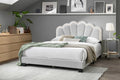 Poundex F9663Q Starlight white wool fabric queen size bed with modern style and LED accent lighting