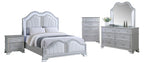 Poundex F9670Q-4PC 4 pc Light grey finish wood fabric padded headboard LED lighting queen bed set