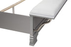 Poundex F9671Q-4PC 4 pc Light grey finish wood fabric padded headboard LED lighting queen bed set bench footboard