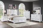 Poundex F9682Q-4PC 4 pc White finish wood country style LED lighting queen bed set