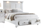 Poundex F9683Q-4PC 4 pc White finish wood country style LED lighting queen bed set footboard drawers