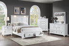 Poundex F9683Q-4PC 4 pc White finish wood country style LED lighting queen bed set footboard drawers