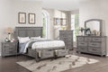 Poundex F9686Q-4PC 4 pc Morgan rustic weathered grey finish wood queen bed footboard drawers