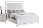 Poundex F9688Q-4PC 4 pc Pearl white finish wood mirror accents LED lighting queen bed set
