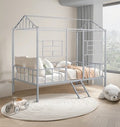 FM-BK908SV  Rhonda silver metal frame home house cottage style frame twin raised bed with ladder