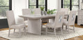 FM3368GY-7PC 7 pc Argenthart light grey finish wood trestle base sunburst pattern top dining table set