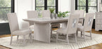 FM3368GY-7PC 7 pc Argenthart light grey finish wood trestle base sunburst pattern top dining table set