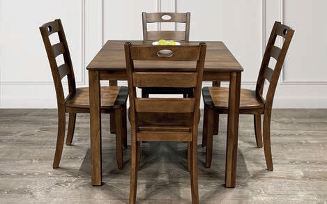 FM3419WN-5PK 5 pc Lubbock walnut finish wood dining table set ladder back chairs