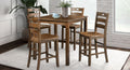 FM3419WN-PT-5PK 5 pc Lubbock walnut finish wood counter height dining table set ladder back chairs