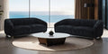 FM61006BK-2PC 2 pc Kolvere black boucle fabric sofa and love seat set soft curved sloped arms
