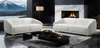 FM61006WH-2PC 2 pc Kolvere white boucle fabric sofa and love seat set soft curved sloped arms