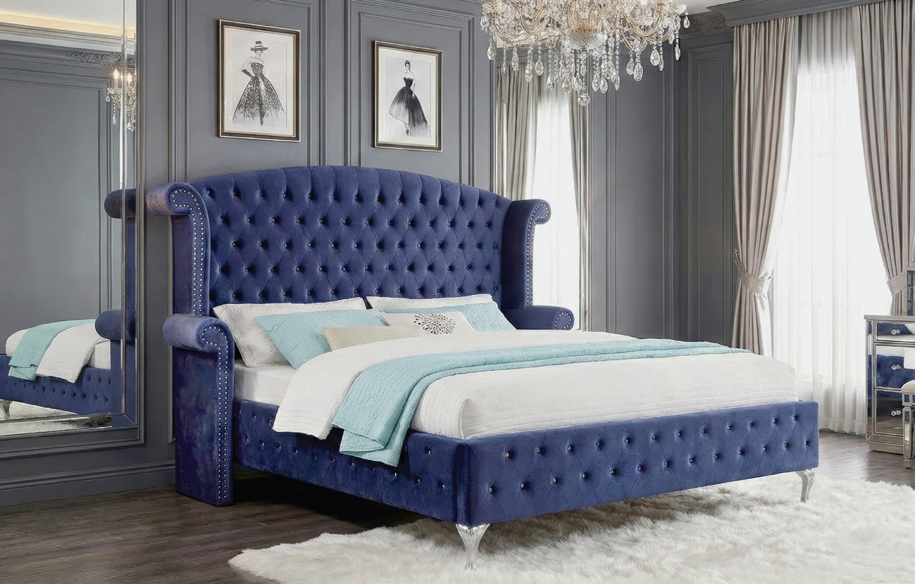 Poundex F9456 AJ homes studio huntington grey velvet fabric padded