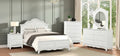 FM7456WH-4PC 4 pc Naucalpan white finish wood tufted headboard traditional queen bedroom set