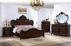 FM7636CH-4PC 4 pc Roselli cherry finish wood ornate carved headboard queen bedroom set