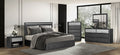 FM79001ES-4PC 4 pc Sterling west ash grey finish wood stainless steel panels queen bedroom set USB plugs