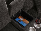89296 6 pc Celine grey chenille fabric modular sectional sofa set with chaise and consoles with USB charging