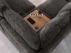 89296 6 pc Celine grey chenille fabric modular sectional sofa set with chaise and consoles with USB charging