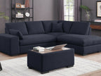 89291 3 pc Joshua dark grey woven fabric 100" sectional sofa set with chaise and ottoman table