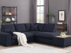 89291 3 pc Joshua dark grey woven fabric 100" sectional sofa set with chaise and ottoman table