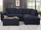 89291 3 pc Joshua dark grey woven fabric 100" sectional sofa set with chaise and ottoman table