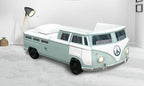 FOA7726TL Hokku designs axel teal peace bus VW style design twin size kids bed w/ LED lights and sounds